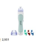 A person demonstrating the PMD Personal Microderm Classic on their face, highlighting the device's ergonomic design and suction function for at-home exfoliation.